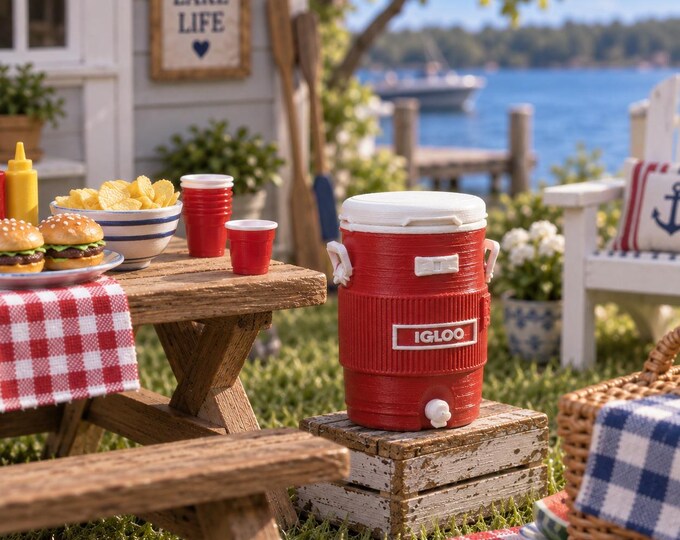 1:12 Scale Miniature Igloo Drinks Cooler – 3D Printed Dollhouse Picnic Accessory