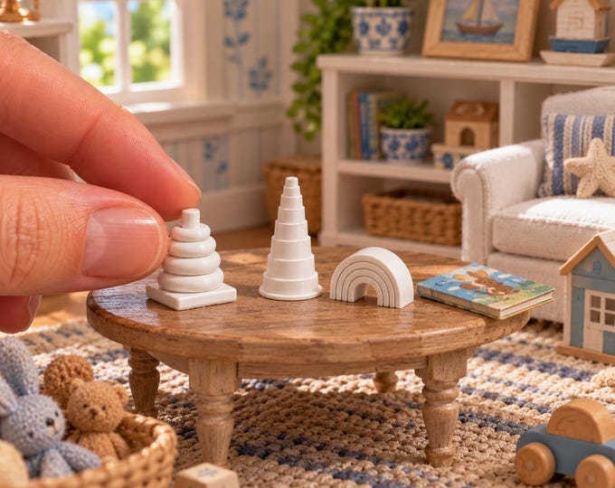 1:12 Scale Dollhouse Stacking Toys | Ring, Rainbow, Nesting Cups (Bundle)
