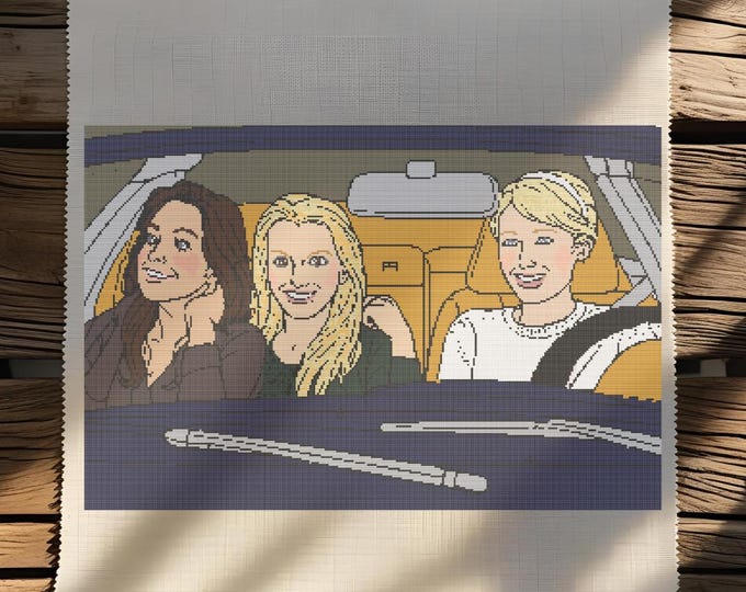 Bimbo Summit Cross Stitch Pattern | Paris, Britney and Lindsay Paparazzi Escape | Tabloid Royalty Tribute | Instant Digital Download