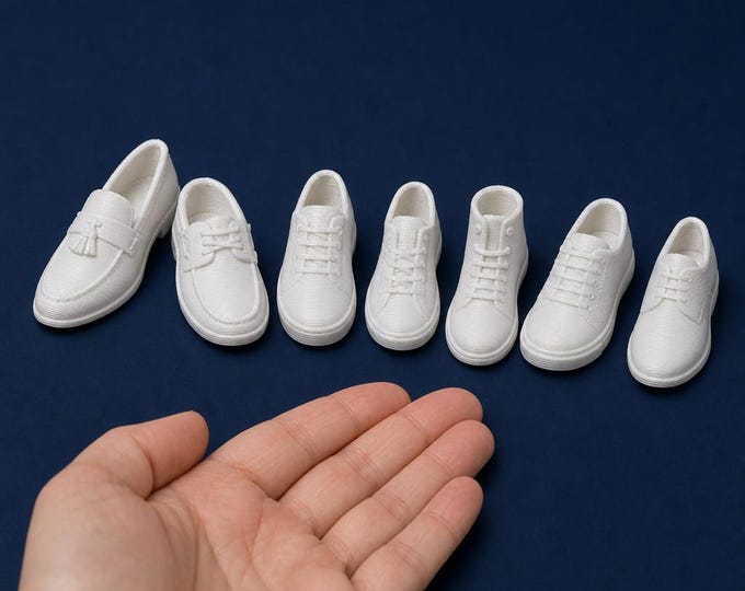 1:12 Scale Dollhouse Men's Shoes – Miniature Sneakers, Boots, Dress Shoes (Unpainted 3D Print)