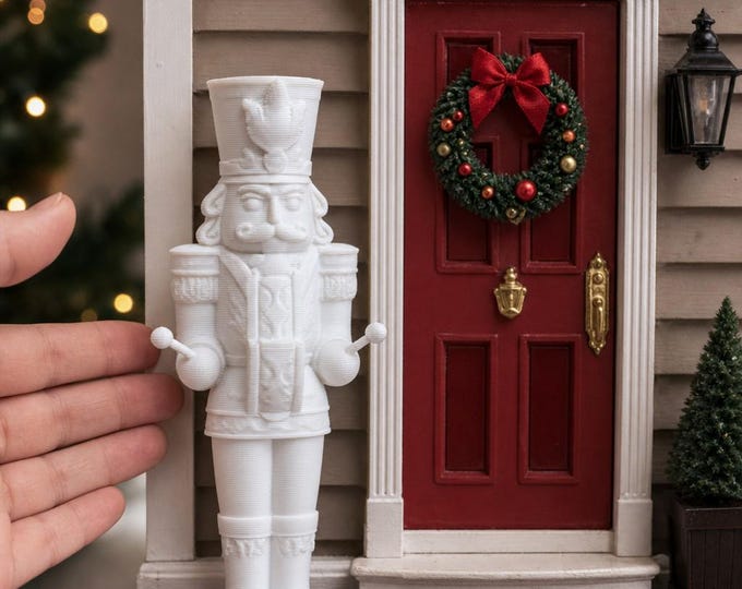 1:12 Scale Unpainted Nutcracker – Miniature Christmas Porch Decoration, 3D Printed Holiday Décor