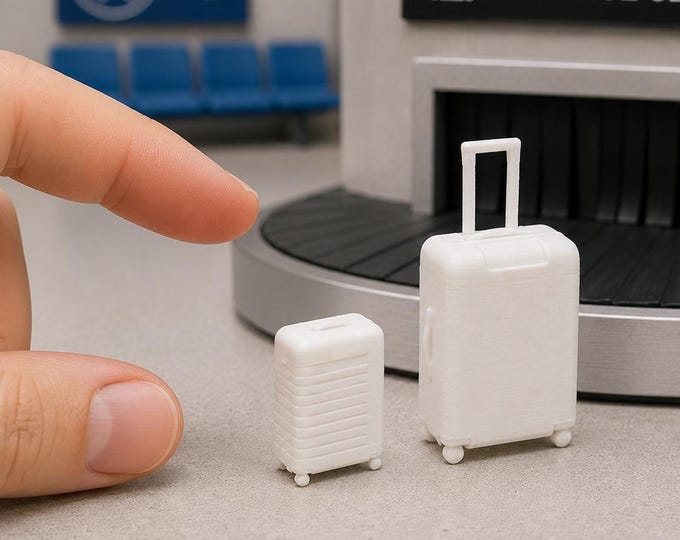 1:12 Scale Dollhouse Luggage Set – Miniature Suitcases, Carry-On, Rolling (Unpainted)