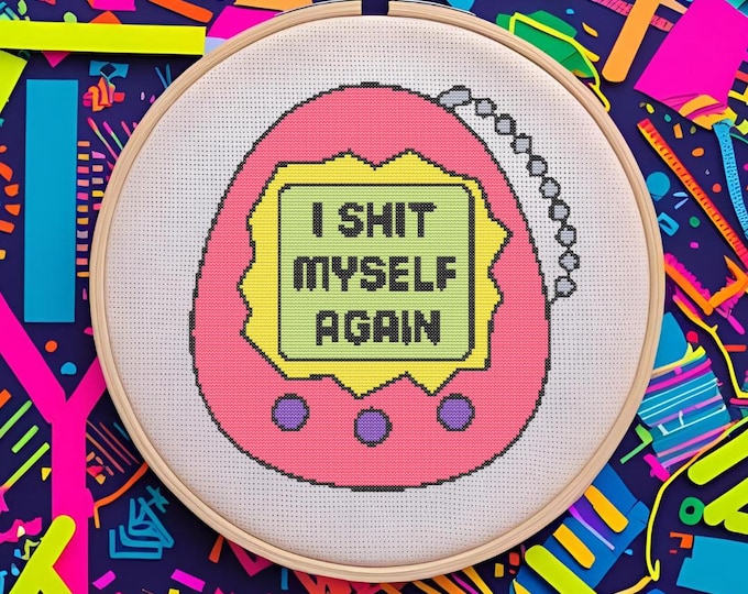 Funny 90s Tamagotchi Cross Stitch Pattern | DIGITAL DOWNLOAD