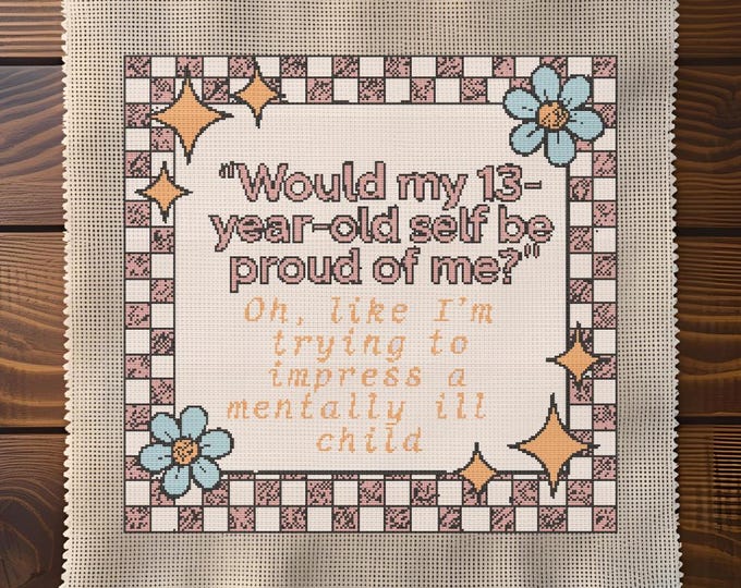Mentally Ill Child Approval Cross Stitch Pattern | Retro Frame | Digital Download Only
