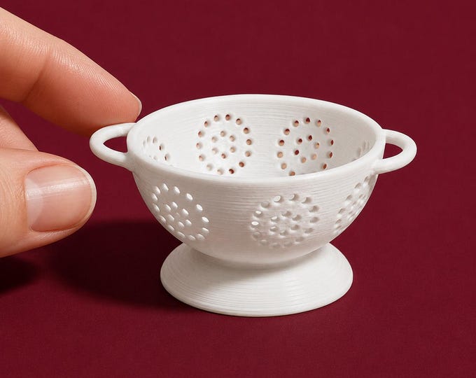 Miniature 1:12 Scale Colander – Physical 3D Printed Dollhouse Kitchen Accessory – Unpainted Mini Strainer**
