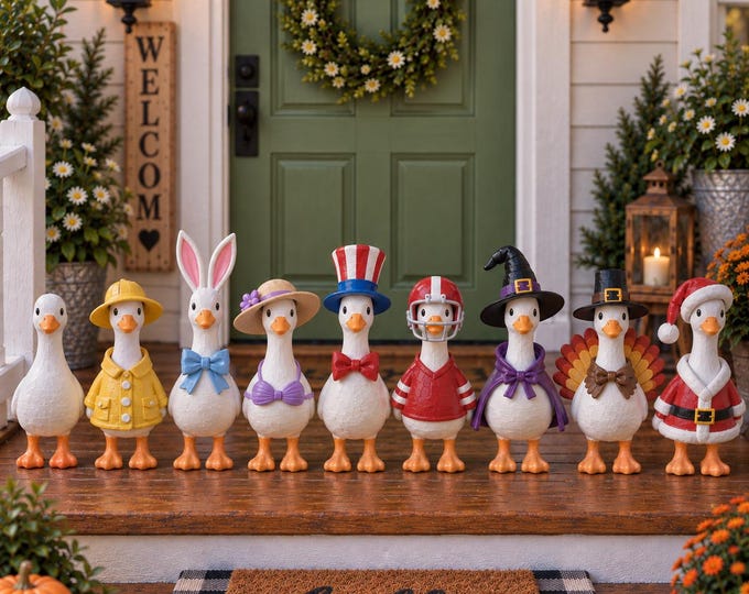1:12 Scale Dollhouse Porch Goose Collection — Seasonal Decorative Geese Painted or Unpainted