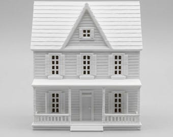 1:12 Scale Dollhouse Dollhouse – 3 Story Mini Home with Shutters & Porch – Unpainted