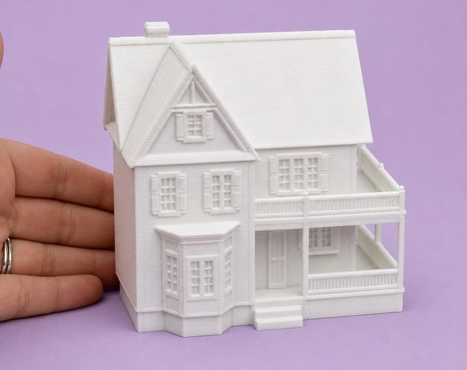 1:12 Scale Victorian Farmhouse Miniature Dollhouse Structure | Unpainted Replica Home