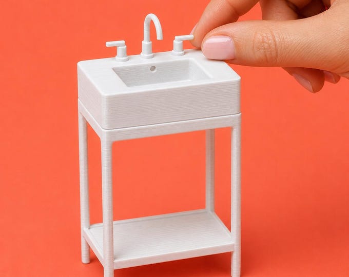 1:12 Scale Farmhouse Utility Sink – Dollhouse Laundry Room Miniature (Unpainted)