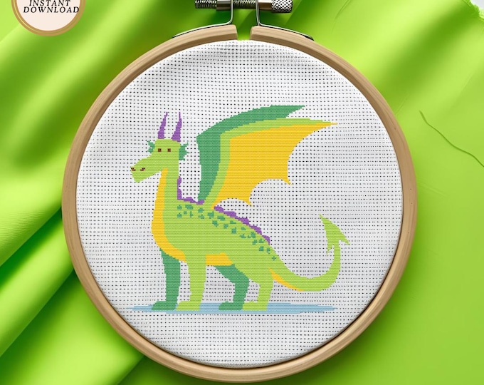 Adorable Dragon Cross Stitch Pattern | Digital Download