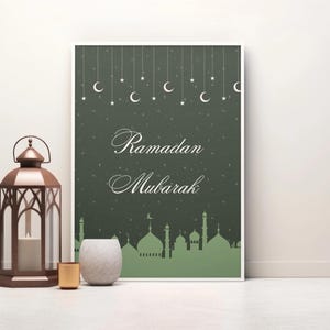 Ramadan Mubarak Ramadan Kareem Cartão de felicitações Impressão digital Decoração de parede Decoração de casa Presente islâmico Eid Presente muçulmano Arte para impressão