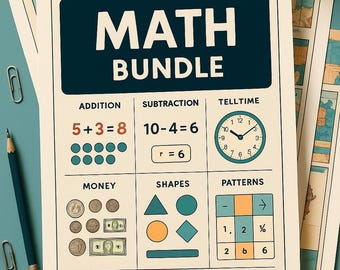 Ultimate Math Bundle | 8 stron do wydrukowania | Dodawanie, odejmowanie, mnożenie, dzielenie, zadania tekstowe | Klasy K-4