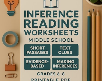Inference Reading Worksheets | Middle School ELA PDF | Grades 6–8 Skill Focus