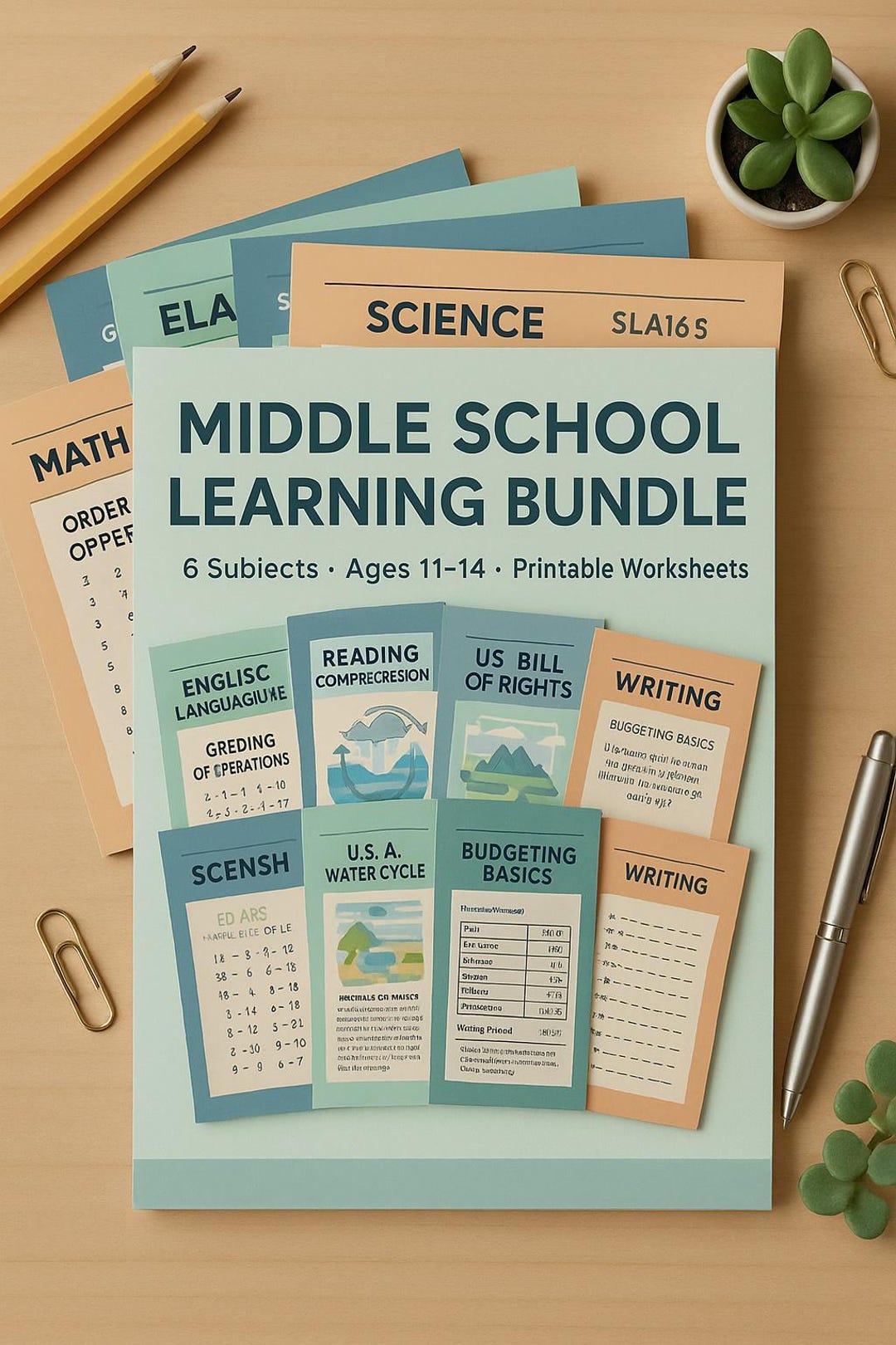 Middle School Learning Bundle Ages 11–14 | 6 Subjects PDF Worksheets ...