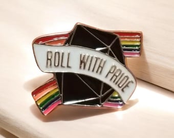 Pride Enamel Pin~ Proud Badge ~ LGBTQ+ ~  "Roll With Pride" Rainbow Gender Identity - Support ALLY - Celebrate Love, Inclusivity & Diversity