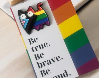 Cat Pride Pin Progressive Flag  ~ Proud Badge ~ Lapel to Support the LGBTQ+ Community - Show Your Support, Celebrate Inclusivity & Diversity