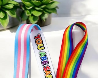 Rainbow LGBTQ Progress Pride Flag Lanyard With Detachable Buckle Clip, Mobile Phone Attachment & Safety Breakaway- Inclusive Awareness, Ally