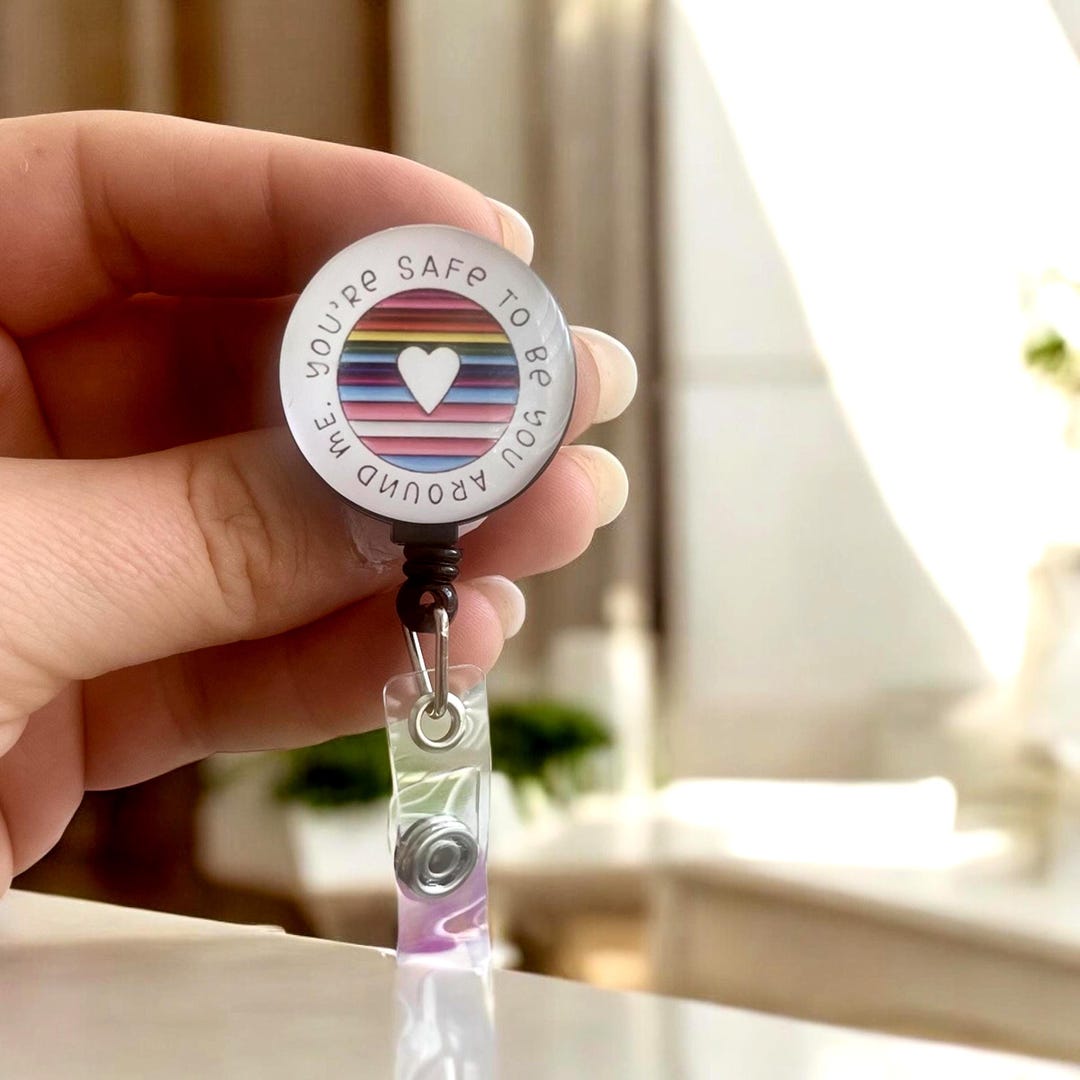 Acrylic Ally Badge Holder Lanyard With Retractable Reel, ID Work Card ...