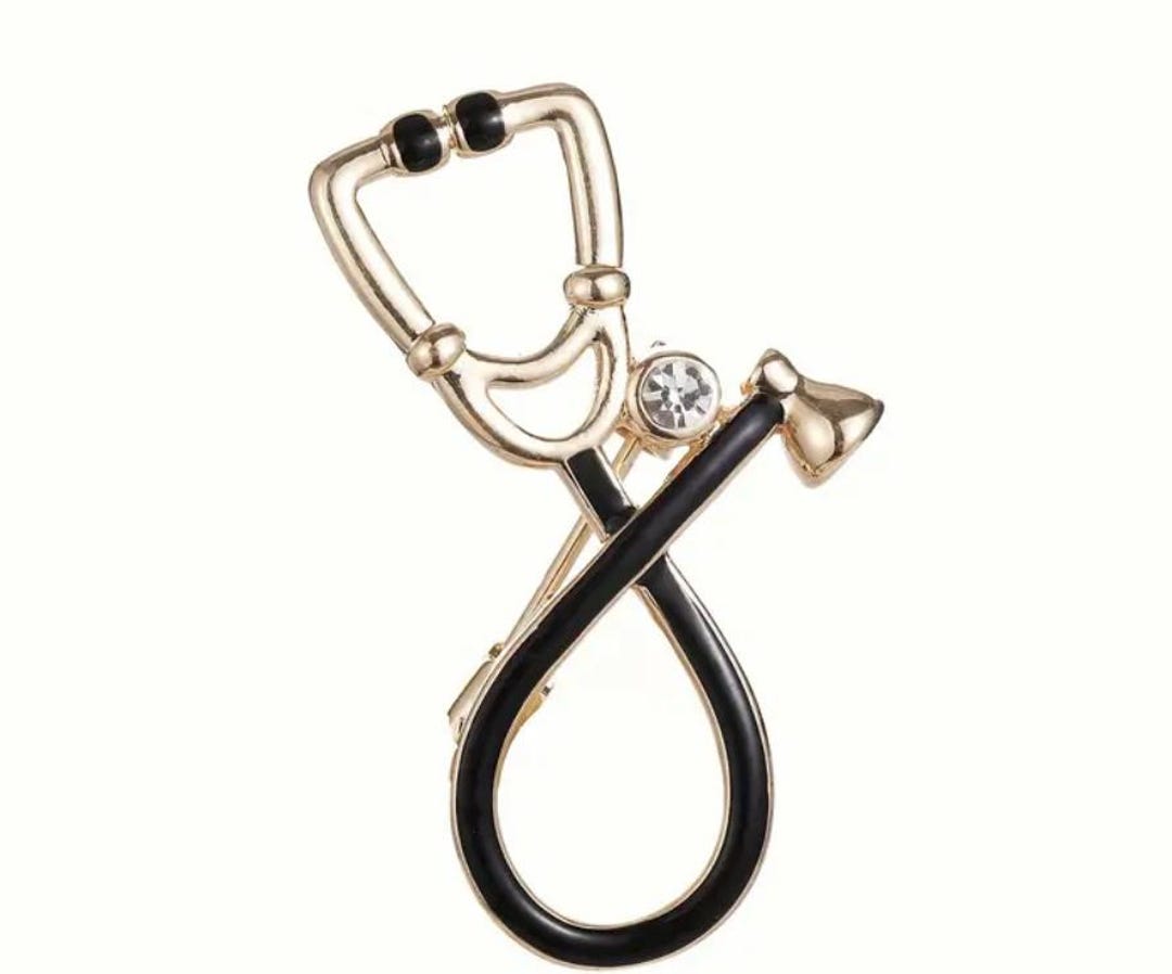 Gold Plated Nurse & Doctor Pin - Cute Stethoscope Lapel- Badge ...