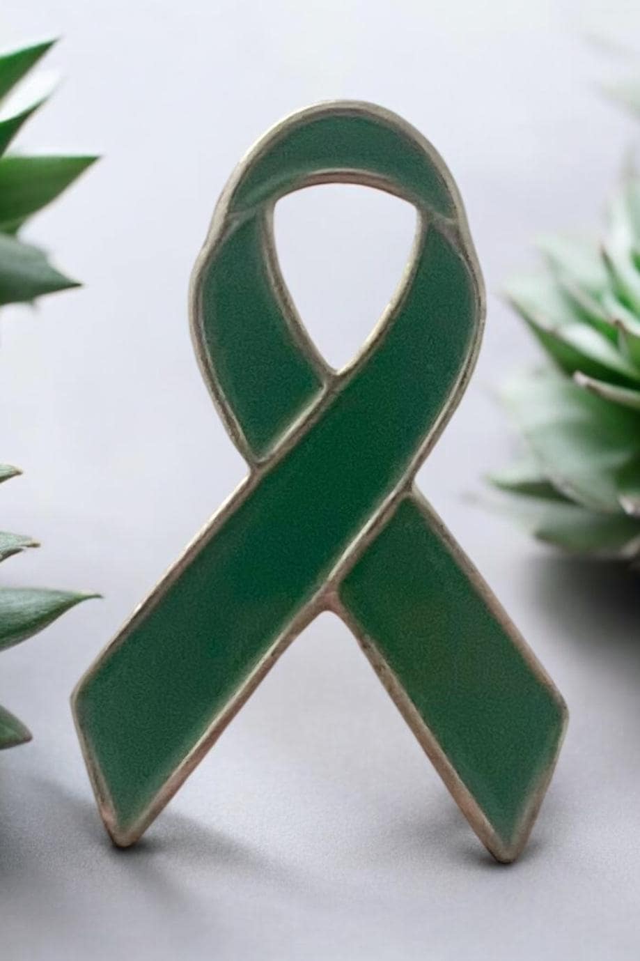 25 Pack Lime Green Awareness Ribbon Pins - 1x0.5 Inches, Silver Trim, Tac Backing