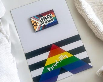 Safe Person Pride Pin ~ Proud Badge ~ LGBTQ+ ~ Show Your Support as an ALLY and Celebrate Love, Inclusivity and Diversity
