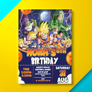 Invito digitale per la festa di Dragon Ball Z / Invito per la festa dei cartoni animati, invito per la festa di Goku