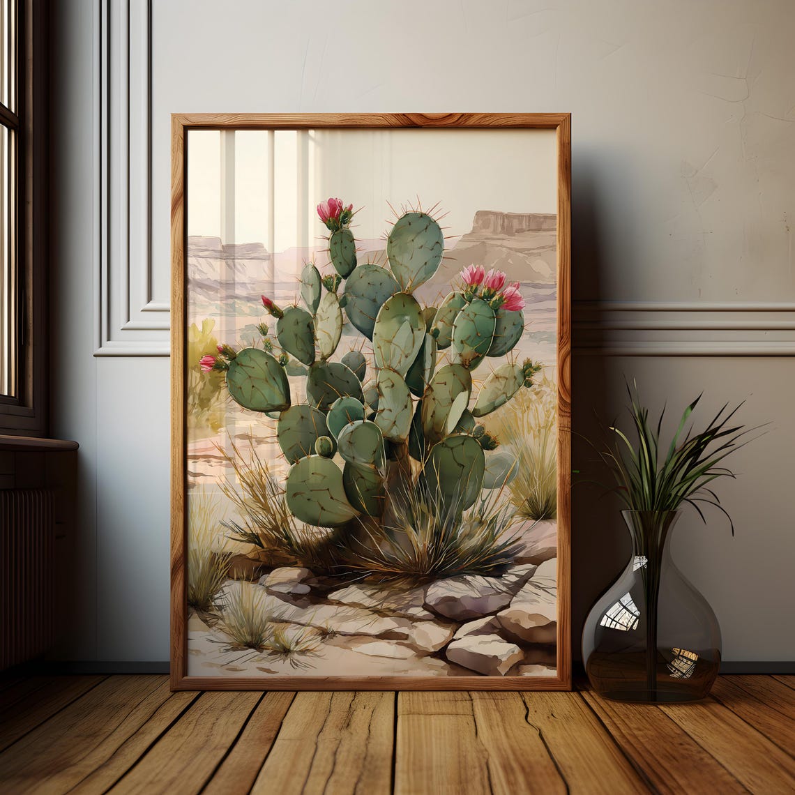 Prickly Pear Cactus Watercolor Art Print: Desert Botanical Wall Decor ...