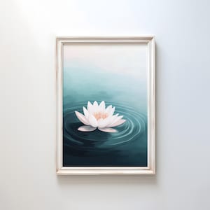 Lotus Blume Minimalist Wand Kunst | Ruhige Seerose Poster | Zen Meditation Poster | Serene Blumendekor | Friedliche Natur