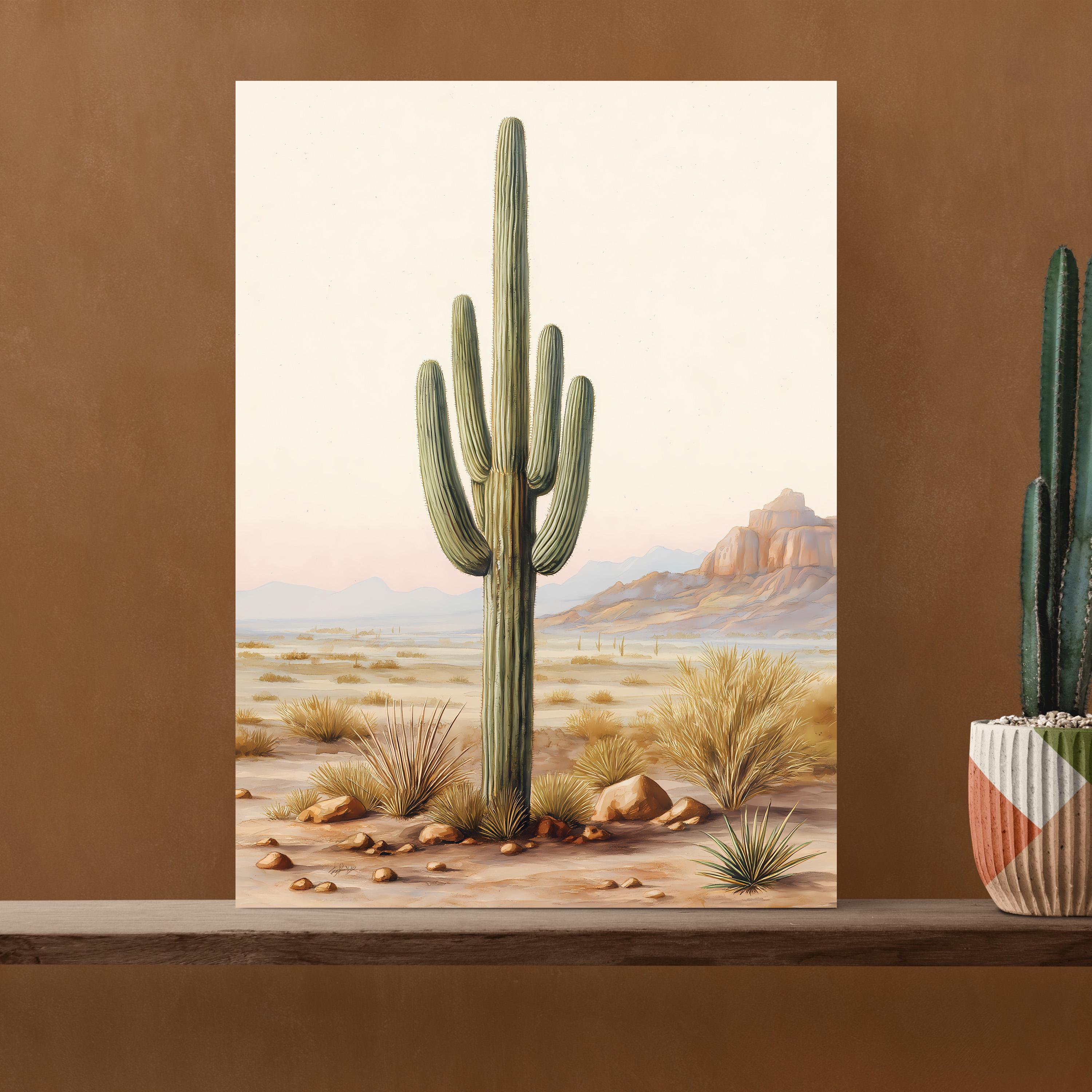 Saguaro Cactus Watercolor Art Print: Minimalist Desert Wall Decor - Etsy