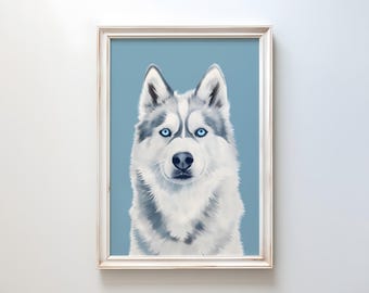 Siberian Husky Print: Minimalist Dog Art, Modern Pet Decor