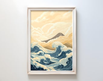 Ukiyo-e Wave Print: Mount Fuji Seascape Poster