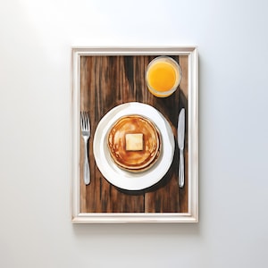 Minimalist Pancake Print | Watercolor Breakfast Art | Cozy Kitchen Wall Decor | Food Illustration Poster | Rustic Morning Artwork
