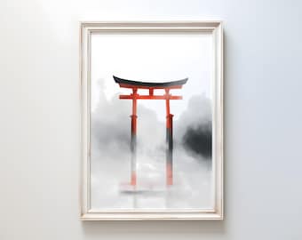 Torii Gate Print: Japanese Zen Landscape, Modern Asian Wall Art