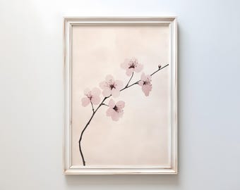 Estampado de flores de cerezo: Arte minimalista japonés de ramas de sakura