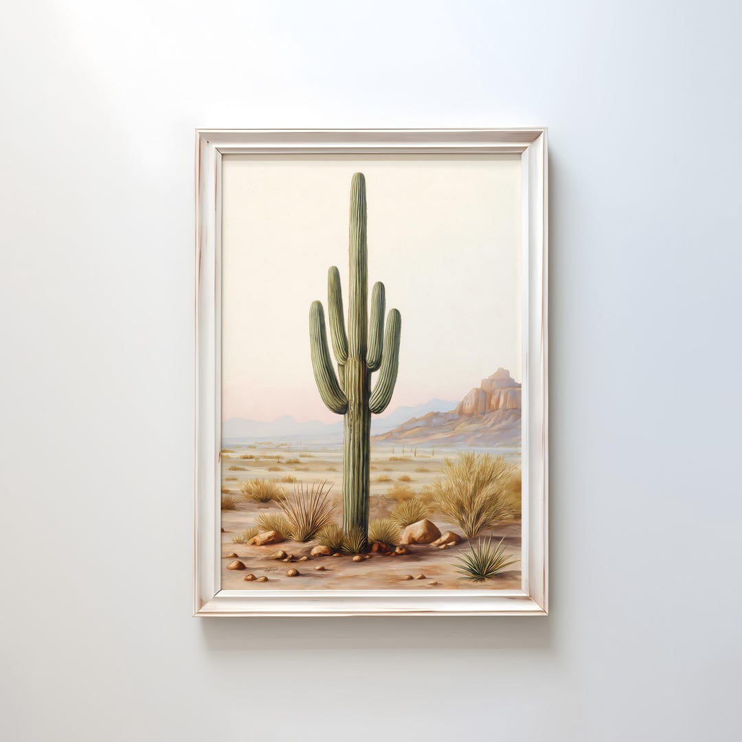 Saguaro Cactus Watercolor Art Print: Minimalist Desert Wall Decor - Etsy