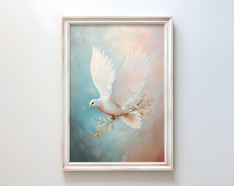 Dove of Peace Easter Print: Minimalist Christian Wall Art