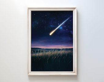 0006　絵画　宇宙　木製　流星　彗星　星々　銀河　　　絵画のみの販売です。 絵画風 壁紙ポスター (はがせるシール式) 宇宙空間 銀河 惑星 彗星