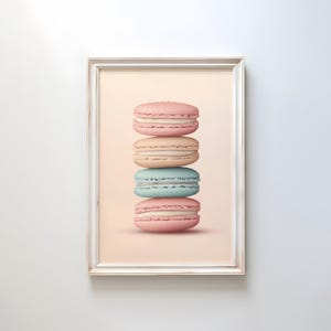 Macaron Stack Poster: Minimalist Pastel Dessert Print