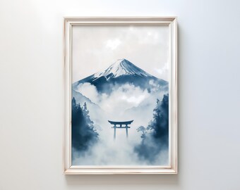 Impression d'art Mont Fuji : paysage japonais minimaliste Sumi-e