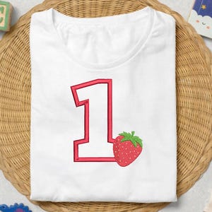 Strawberry Berry First Birthday Appliqué Embroidery File (Digital Download)