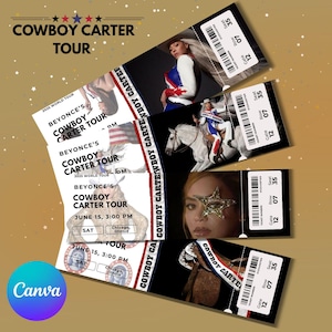 Biglietti per il tour Cowboy Carter di Beyoncé 2025 - Souvenir personalizzato stampabile/regalo per fan in stile rodeo, gadget del concerto BeyHive, estetica cowboy western