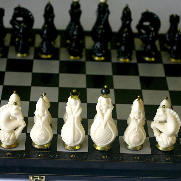 Vintage Soviet Chess Full Set Collectible Plastic 18" inch board 1980s Russia Soviet Union USSR