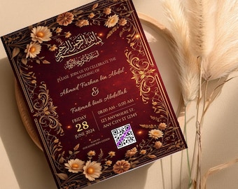 Modern Wedding Rehearsal Invitation, Editable Template