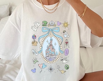 Disney Castle Bow Coquette Shirt, Comfort Color Shirt, Disney Princess castle Shirt, Magical shirt, Vintage Castle Tee ,Family Vacation Tee,