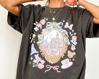 Disney Princess castle Shirt,Disney Castle Bow Coquette Shirt,Comfort Color Shirt,Magical shirt,Castle Tee ,Family Vacation Tee,Princess Tee