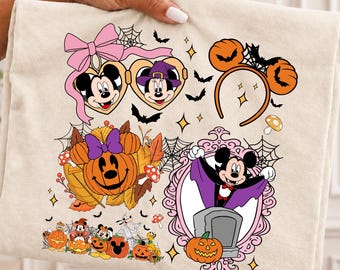 Transferencia DTF de Mickey y sus amigos para Halloween, Calabaza linda DTF, Regalo para ella, Regalo de Halloween DTF, Disney Halloween dtf, Disney dtf