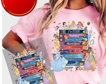 Transferencia DTF de Princesas Disney, Princesas Disneyland DTF, Princesas Disney listas para imprimir, Regalo de Princesas Disney, Camiseta Retro de Princesas