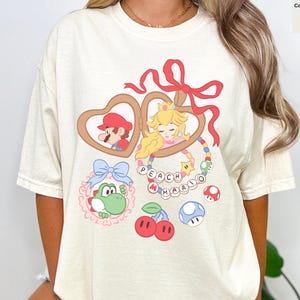 Comfort Colors Coquette Bow Super Shirt, Mario Princess Peach Birthday Girl shirt, Mario Birthday Boy,Mario Bros Family Group Matching Shirt