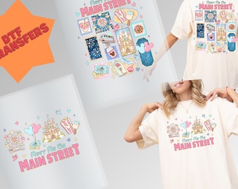 Transferencia DTF "Encuéntrame en Main Street", sellos Magic Kingdom listos para imprimir, plancha para viaje de chicas a Disneyland, DTF a juego para toda la familia, DTF de Castillos Disney
