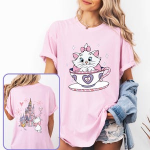 Disney The Aristocats Disney Marie Cat Shirt, Girly Disney Cat Shirt, Girl Trip Tee,Disney The Aristocats Marie Cat Mad Tea Cup Party Shirt,